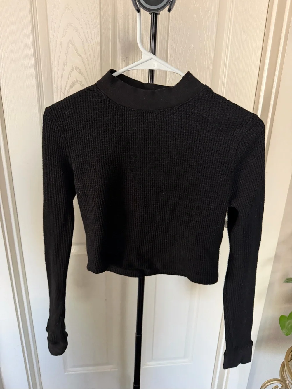 bp Black Ribbed Mock Neck Long Sleeve Top - Picture 1 of 2
